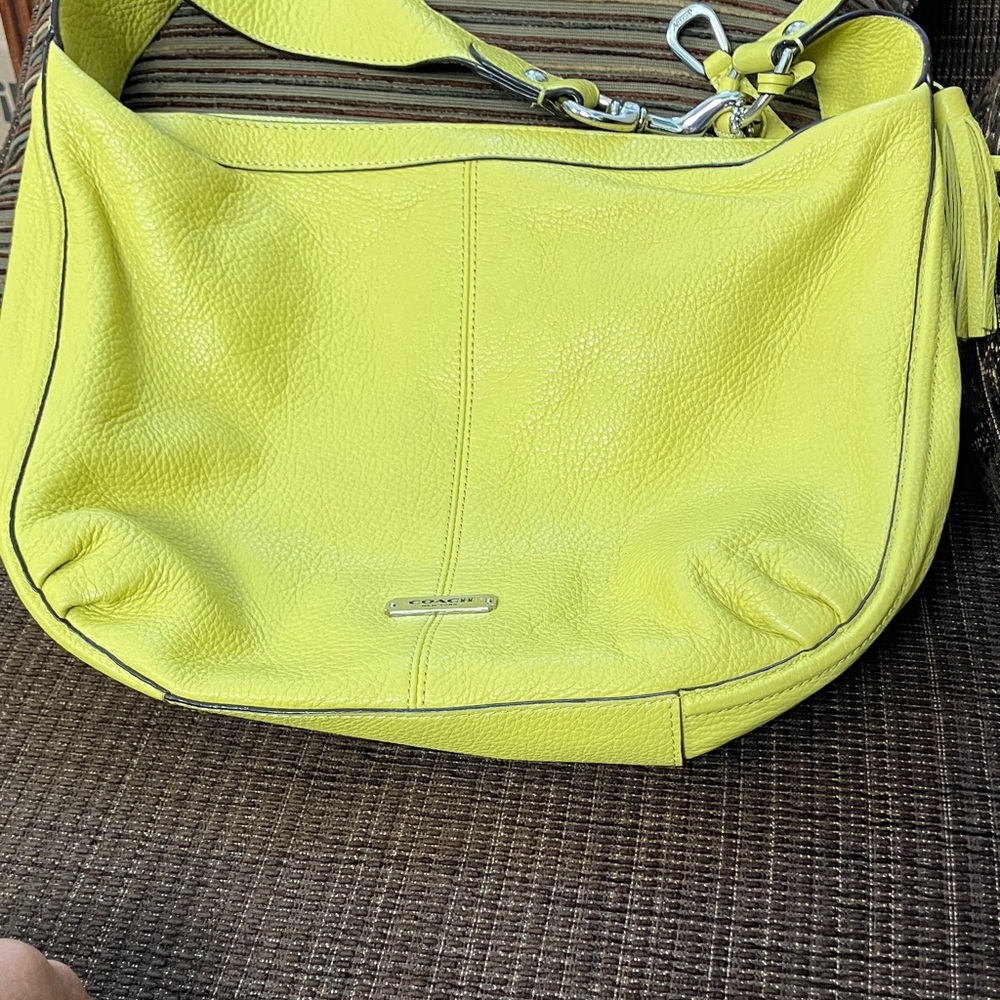 Coach Lime Green Leather Shoulder Bag